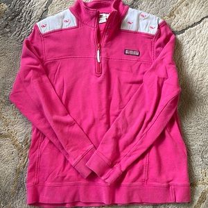Vineyard Vines Pink Whale Shep Shirt Quarter Zip Pullover Size Large